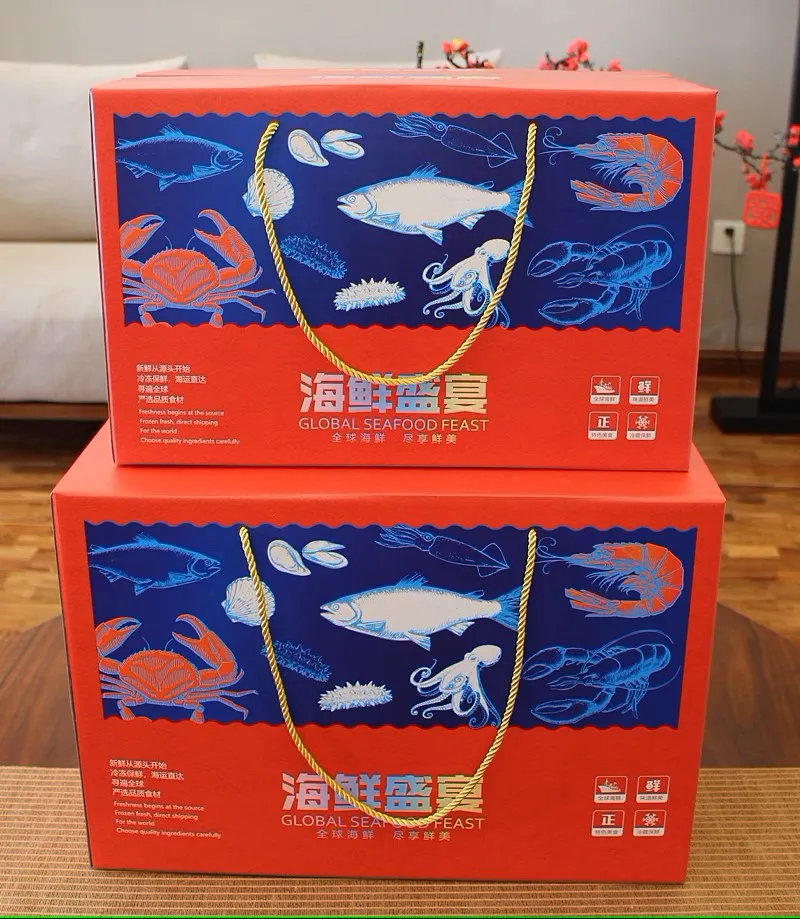 Colorful seafood gift cartons